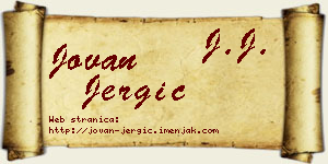 Jovan Jergić vizit kartica